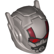 Helmet with Antennae and Headphones and Dark Red Stripes, Trans-Red Visor (Ant-man) Flat Silver