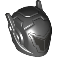 Helmet with Antennae and Silver Visor Print Black