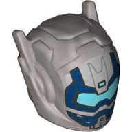Helmet with Antennae and Medium Azure Visor, Dark Blue Markings print Flat Silver