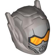 Helmet with Antennae and Headphones and Trans-Orange Visor (The Wasp) Flat Silver