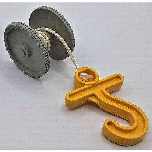 Duplo Winch Drum, Yellow Hook Short with Cross Bar, String Light Gray