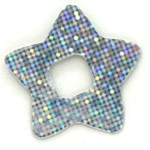 Clikits Icon Accent, Star 3 1/4 × 3 1/4 with Pixelated Holographic Pattern Chrome Silver