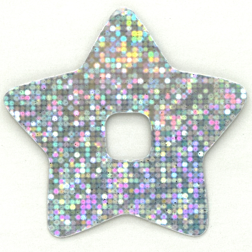 Clikits Icon Accent, Star 4 3/4 × 4 3/4 with Pixelated Holographic Pattern Chrome Silver