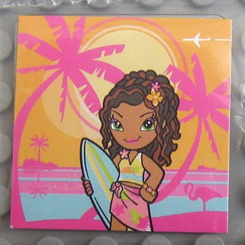 Clikits Insert 4 × 4 with Hawaiian Surfer Girl Print [No Color/Any Color]