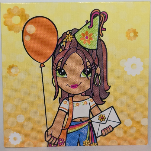 Clikits Insert 4 × 4 with 'Daisy' Holding a Card and a Balloon Print [No Color/Any Color]