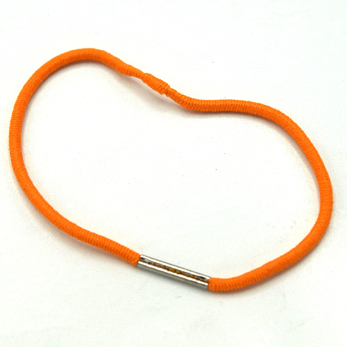 Clikits Cord, Elastic Loop 6 × 6 with 13mm Metal Band (Hair Band / Tie) Orange