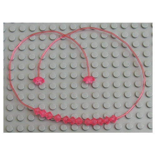 Clikits Cord, Jelly String, 375mm, with Same Colored Caps, and 12 Frosted Trans-Pink Beads Trans-Pink