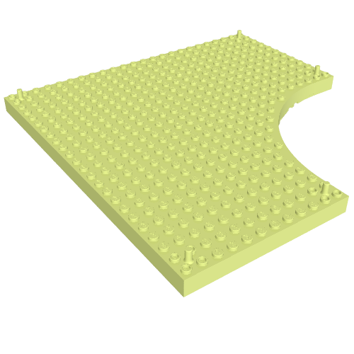 Brick Special 24 × 24 without 12 × 12 Quarter Circle, with Peg at each Corner Light Lime
