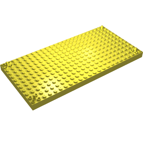 Brick Special 12 × 24 with 4 Corner Pegs in Leuchtendes Hellgelb