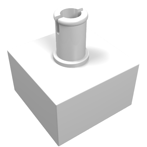 Brick Special 2 × 2 No Studs, Top Pin White