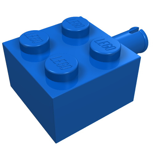Brick Special 2 × 2 with Pin and No Axle Hole Blue