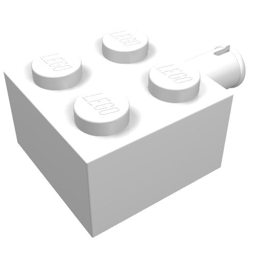 Brick Special 2 × 2 with Pin and No Axle Hole White