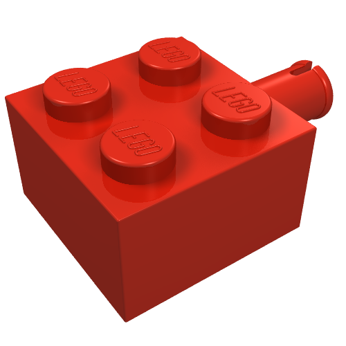 Brick Special 2 × 2 with Pin and No Axle Hole Red