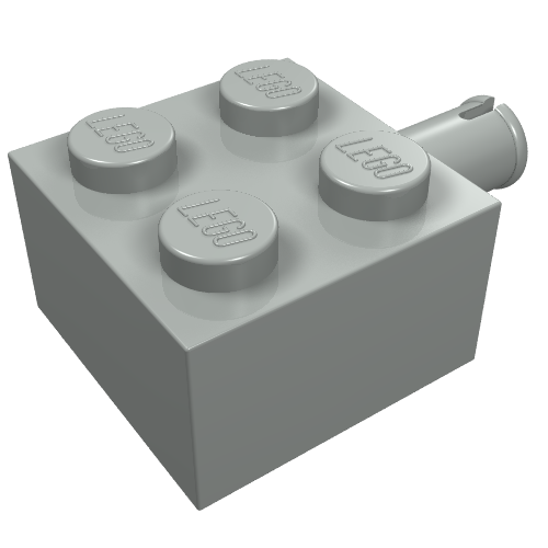 Brick Special 2 × 2 with Pin and No Axle Hole Light Gray