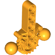 Large Figure Skeletal, Torso with Beam, 2 Ball Joints, and 7 Tooth Half Gear Bright Light Orange