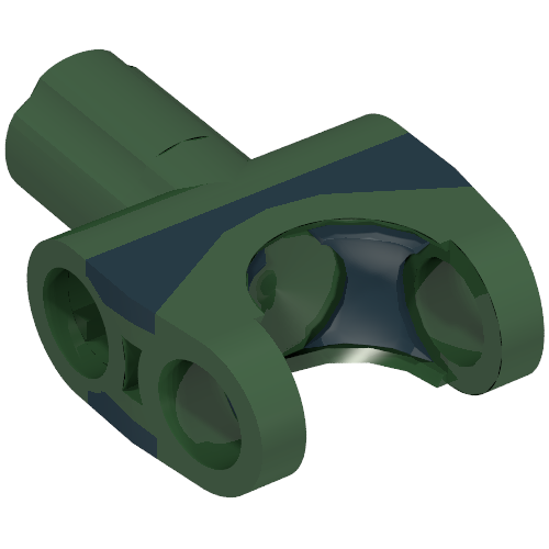 Technic Axle Connector 2 × 3 with Ball Socket and Axle Socket with Black Rubber Insert Dark Green