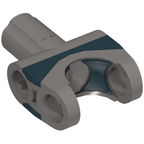 Technic Axle Connector 2 × 3 with Ball Socket and Axle Socket with Black Rubber Insert Dunkelblaugrau