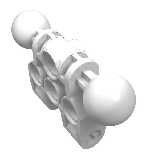 Large Figure Skeletal, Torso, Lower, with 2 Ball Joints, 2 Axle Holes, and 4 Holes (Vahki) Weiß