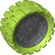 Wheel 72 × 34 with Lime Tire 94 × 40 Balloon Offset Tread Pearl Dark Gray
