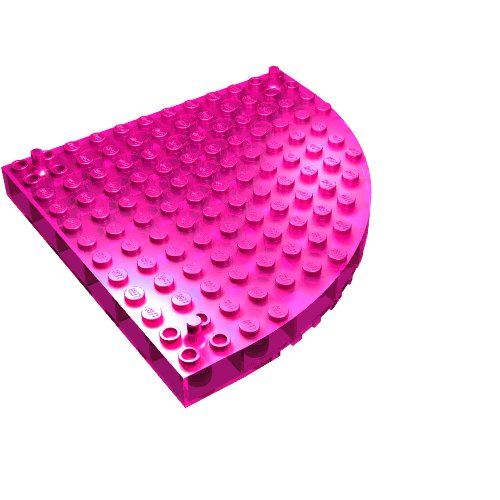 Brick Round Corner 12 × 12 with 3 Support Pegs Trans-Dark Pink