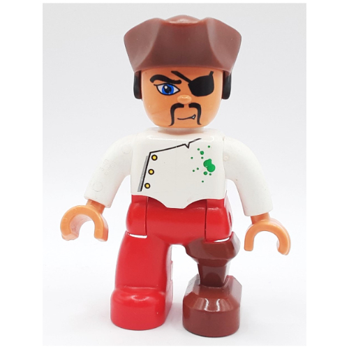 Duplo Figure with Pirate Hat, Peg Leg, Chef Jacket, Eyepatch Print Weiß