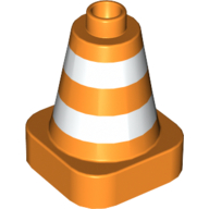 Duplo Cone 2 × 2 Square Base with White Reflective Safety Stripes Print Orange