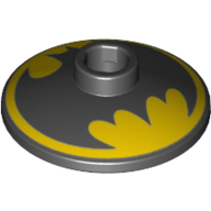 Dish 2 × 2 Inverted [Radar] with Black Batman Logo on Yellow Background Black