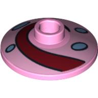 Dish 2 × 2 Inverted [Radar] with Dark Red Swirl and Medium Blue Spots Print Bright Pink