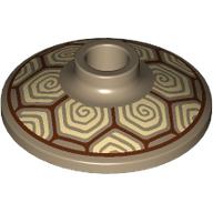 Dish 2 × 2 Inverted with Dark Red Hexagons, Tan Swirls print Dunkelbeige