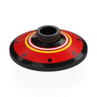 Dish 2 × 2 Inverted [Radar] with Red/White/Yellow Circles print Black