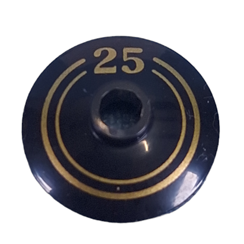 Dish 2 × 2 Inverted [Radar] with Gold '25', Circle print Black