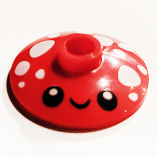 Dish 2 × 2 Inverted [Radar] with White Mushroom Spots, Black Face print Red