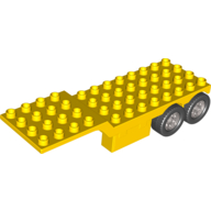 Duplo Trailer Four Rear Wheels, Elevated Front End, 4 × 12 Studs Yellow
