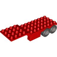 Duplo Trailer Four Rear Wheels, Elevated Front End, 4 × 12 Studs Rot