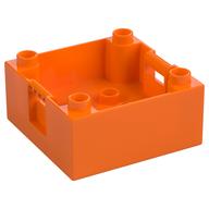 Duplo Container Box 4 × 4 with Studs on Corners Orange