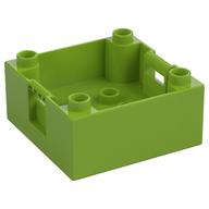 Duplo Container Box 4 × 4 with Studs on Corners Lime
