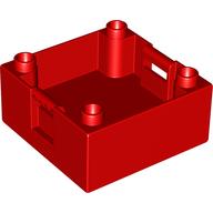 Duplo Container Box 4 × 4 with Studs on Corners Red