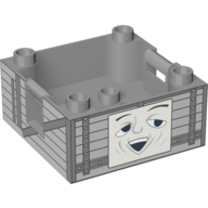 Duplo Container Box 4 × 4 with Studs on Corners with Thomas & Friends Truck Face Print Hellblaugrau