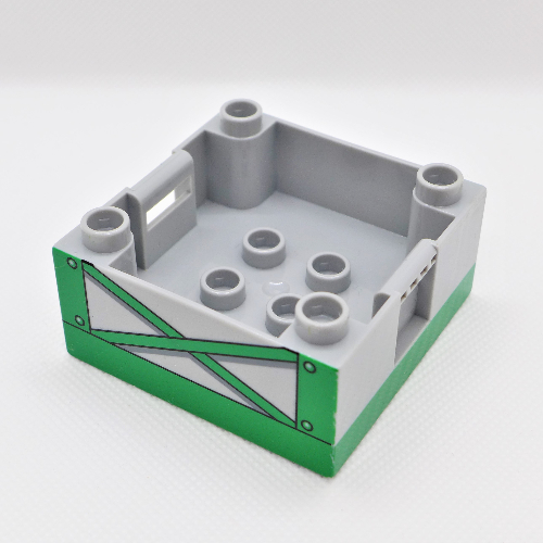 Duplo Container Box 4 × 4, with Studs on Corners with Green Girders Print Hellblaugrau