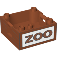 Duplo Container Box 4 × 4 with Studs on Corners with Zoo Print Dark Orange