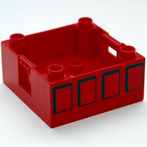 Duplo Container Box 4 × 4 with Studs on Corners with Four Squares Print Rot
