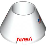 Cone 4 × 4 × 2 Hollow No Studs with 'NASA', USA Flag print Weiß