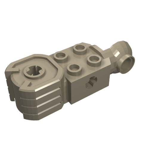 Technic Brick Special 2 × 2 with Axle Hole, Rotation Joint Ball Half [Vertical Side], Vertical Axle Hole End Dunkelbeige