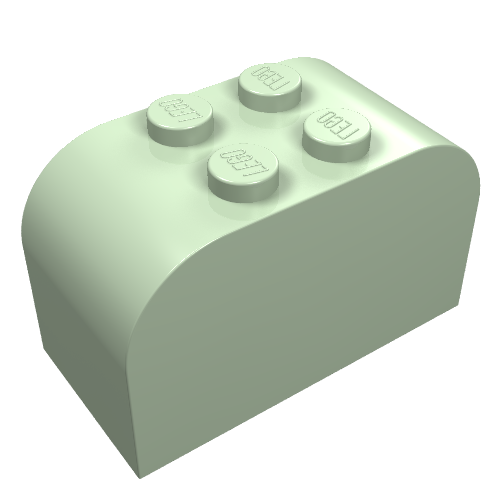 Brick Curved 2 × 4 × 2 Double [Plain] Light Green
