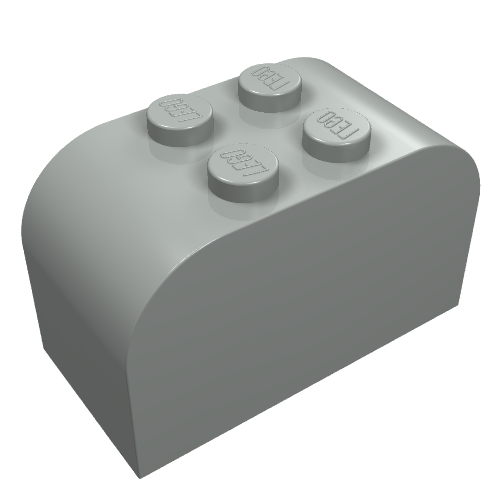 Brick Curved 2 × 4 × 2 Double [Plain] Light Gray