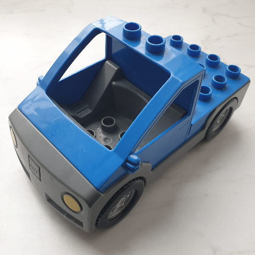 Duplo Truck Pickup Flatbed with Dark Bluish Gray Base Blau
