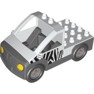 Duplo Truck Pickup Flatbed with Dark Bluish Gray Base with Zebra Stripes Print White