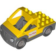 Duplo Truck Pickup Flatbed with Dark Bluish Gray Base with Pizza Planet Logo Print Yellow