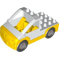 Duplo Truck Pickup Flatbed with Yellow Base with Lego Logo on Front Print Weiß