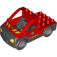 Duplo Truck Pickup Flatbed with Black Base, and Fire Dept. Logo Print Rot